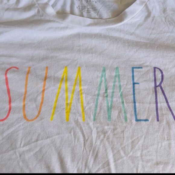 Rae Dunn Summer Graphic Tee White Short Sleeve T Shirt Plus Size 1X Minimalist - Picture 2 of 8